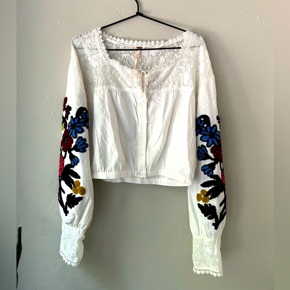 NWT FREE PEOPLE MEADOWS EMBROIDERED TOP S - Picture 5 of 7